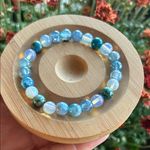 Handmade Sea Sediment Jasper + dyed Blue Agate + Opalite Beaded Bracelet * Photo 2