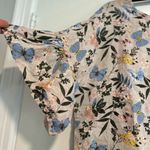 Lemire G Women’s Sz: M Linen Floral Butterfly Flutter Bell Sleeve Top. Blue Size M Photo 9