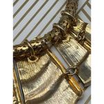 Universal Vault Gold Tone Mesh Chain Collar Necklace Hammered Beaded Crystal Bib Photo 10