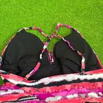 Vintage Y2K Pink/Black‎ Belted Swimsuit Halter Top Bathing Suit Padded Pink Size 8 Photo 5