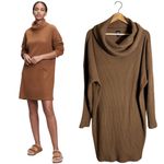 Gap  Ribbed Cowl Neck Sweater Mini Dress Women's Large Brazen Brown Cozy Knit Photo 1
