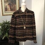 Coldwater Creek Woman’s  Striped Brown Jacket M Long Sleeve Open Button Collared Photo 0