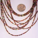 Neutral Tones Orange Multi Strand Seed Bead Beaded Boho Necklace Photo 3