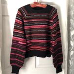 Lucky Brand  Women Striped Crewneck Long-Sleeve Sweater relaxed fit 6% wool sz M Photo 1