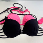 Shade & Shore  set Two Bikini Top 34C Push Up‎ Padded Pink & Black Photo 0