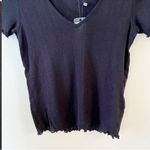 VERO MODA Black Knit Lightweight Ruffle Hem Short Sleeve Top Size Small NEW Photo 2