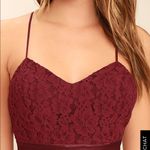 NWT Lulus Stealing Kisses Wine Red Lace Maxi Formal Dress size L Large NEW Photo 2