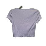 Aeropostale ‎ Crop Top Womens Size M Lavender Short Sleeve Button Front Photo 1