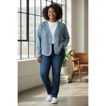 Vintage Saint German Paris Blue Denim Collarless Jacket Large Ruched Front Women Photo 7