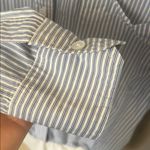 Veronica Beard  blue and white striped collared button down bodysuit Photo 5