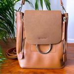 Lulus NWT Convertible Mini Backpack Purse – Tan Brown Faux Leather Photo 4