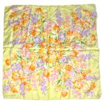 YSL Yves Saint Laurent Yellow Pink Purple Floral Square Scarf Handkerchief Photo 4