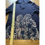 CHAPS Denim Women’s Hoodie Knit Top V-Neck Navy Blue Paisley Print Size Large Photo 3