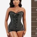 Black Satin Jacquard Lace Up Back Corset Size XL Photo 7