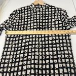 Anne Klein  Top Womens Medium Black White Mesh Lined Geometric Print Mock Neck Photo 10