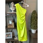 Elliatt  Cassini Asymmetric Satin Mini Sheath Dress Chartreuse Lime Womens Size S Photo 3