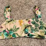 Kona Sol Cream and Green Crop Bustier Bikini Top Photo 0