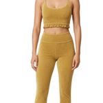 JoyLab Yellow Gold Velour Velvet Sleeveless Crop Top Leggings Pants 2 Pc Set XS Photo 0