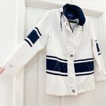 Mackintosh New England Poplin Nautical Rain Jacket Blue White Striped Medium Photo 2