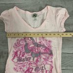 Common Threads Y2K Baby Girl Pink Butterfly Tattoo Tee M Side Ruched Vintage Photo 4