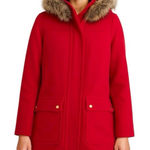 J.Crew Red Chateau Parka With Faux Fur Hood Womens Size 0 Winter Coat Jacket Photo 0