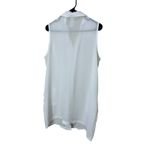 White Sleeveless Duster Top Christina Sheer Button Down Pockets Size 1X Photo 6