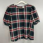 Daniel Cremieux Cremieux Large Plaid Short puff Sleeve Back Button Top Photo 0
