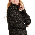 Ann Taylor Black Gold Tweed Sweater Sz Small Women’s Turtleneck Pullover Chunky Photo 0