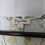 Lily White Blouse Floral Print Top Yellow Pink Green V-Neck Tie Front Casual Photo 5