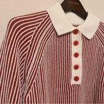 Vince Camuto contrasting ribbed knit henley pullover sweater, red and cream,sz M Size M Photo 7