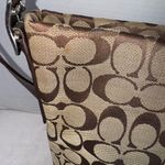 Coach Vintage Duffle Signature Jacquard Leather Canvas Brown Tan Hobo Bag Purse Photo 6