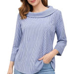 Talbots  Blue White Stripe Boat Neck 3/4 Sleeve Shirt Top Size M Preppy Nautical Photo 0