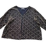 August Max Woman Cardigan Jacket Black Gold Metallic Size 2X stretch Formal Photo 6