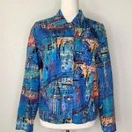 Chico's Chico’s Linen Cotton Blend Abstract City Jacket Shacket Photo 0
