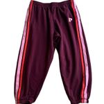 PINK - Victoria's Secret  Burgundy Joggers with Red and Pink Stripes Photo 0
