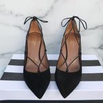 Aquazzura Fellini women’s leather-trimmed black suede pointed-toe pumps IT 37 Photo 4