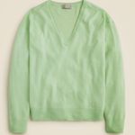 J.Crew NWT  Oversized Featherweight Cashmere V-neck Sweater Crisp Mint Photo 0