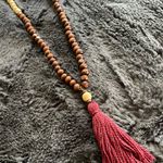 Francesca's Beaded Long Tassel Necklace, Beige, Brown, Maroon Photo 0