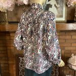 VINTAGE 1980'S ALFRED DUNNER RED, GREEN PAISLEY PRINT BLOUSE WITH BOW (16) Photo 4