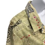 Tapestry Women's Safari Animal Print Patchwork Short Sleeve Button Up Shirt L Green Size L Photo 3