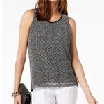 INC Crochet Sequin Split Back Top Black & White Size M Photo 2