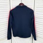 Adidas Essentials 3 Stripes Quarter Zip Fleece Pullover Top Blue Pink Small Photo 7