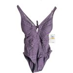 BECCA by Rebecca virtue Becca Color Play Fig Purple Plunge Lace One Piece Swimsuit Size Small Photo 3