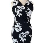 White House | Black Market Sheath Dress Wrap Top V-neck Black Floral Women’s 14 Photo 0