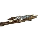 Crystal Gold Tone Celestial Starburst Bridal Hair Pin Rhinestones 5" long Photo 2