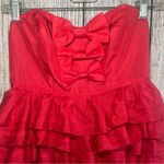 Betsey Johnson Vintage Betsy Johnson Silk Tiered Bow Red Dress Womens Size 2‎ Y2K 90s Strapless Photo 1