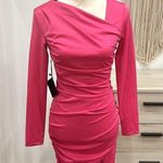 Nordstrom NWT Area Stars Pink Asymmetric Long Sleeve Crepe Body-Con Dress size Small Photo 4