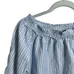H&M LOGG Women's Sz 6 Off Shoulder Blouse Shirt Blue White Strip 3/4 Sleeves Photo 4