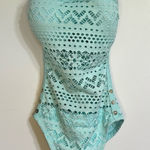 Source Unknown Women’s One Piece Crochet Sheer Swimsuit Button Detail Adjustable Straps Size 10 Photo 0