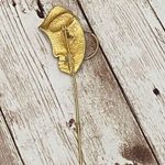 Head Vintage Unsigned Gold-tone Lady Figural Stick Brooch Photo 8